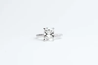 Cushion Cut Engagement Ring with 3.20 Carat TW of Lab Created Diamonds in 14kt White Gold
