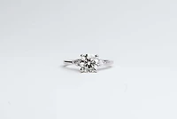 Round Brilliant Engagement Ring with Carat TW of Lab Created Diamonds in 14kt White Gold