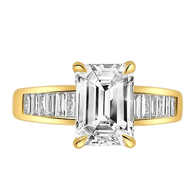 Emerald Cut Engagement Ring with 2.97 Carat TW of Lab Created Diamonds in 14kt Yellow Gold