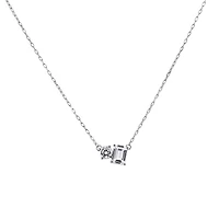 16″+2″ Emerald Cut Toi et Moi Necklace with 1.00 Carat TW of Lab Created Diamonds in 14kt White Gold