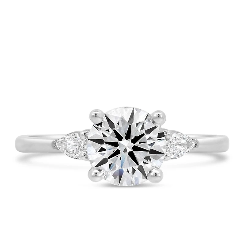 Round Brilliant Engagement Ring with Carat TW of Lab Created Diamonds in 14kt White Gold