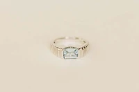 Ring with 8X6MM Emerald Cut Aquamarine in 14KT White Gold