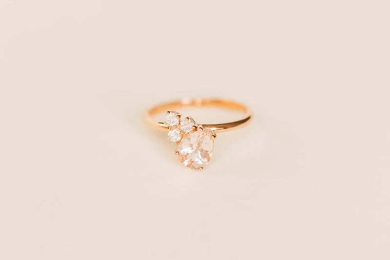 Ring with 8X6MM Pear Shape Morganite and .20 Carat TW of Diamonds in 14KT Rose Gold