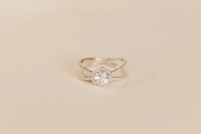 Ring with 6MM Round Aquamarine and .26 Carat TW of Diamonds in 14KT White Gold