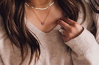 16″+2″ Barbie “Mommy and Me” Heart Necklace with Pink Sapphire in Gold Plated Sterling Silver