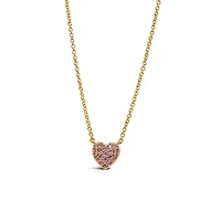 14″+2″ Barbie “Mommy and Me” Heart Necklace with Pink Sapphire in Gold Plated Sterling Silver