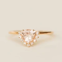 Ring with 6MM Trillion Cut Morganite and .08 Carat TW of Diamonds in 14KT Rose Gold