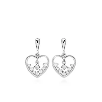Heart Earrings with Cubic Zirconia in Sterling Silver