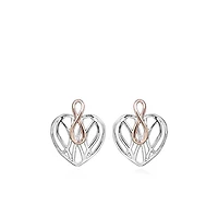Infinity Heart Earrings in Silver and Rose Tone Sterling Silver