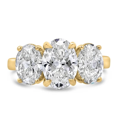 Trinity Engagement Ring with 4.00 Carat TW of Lab Created Diamonds in 14kt Yellow Gold