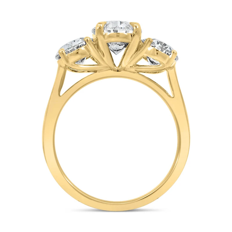 Trinity Engagement Ring with 4.00 Carat TW of Lab Created Diamonds in 14kt Yellow Gold