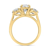 Trinity Engagement Ring with 4.00 Carat TW of Lab Created Diamonds in 14kt Yellow Gold