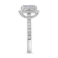 Emerald Cut Halo Engagement Ring with 2.65 Carat TW of Lab Created Diamonds in 14kt White Gold