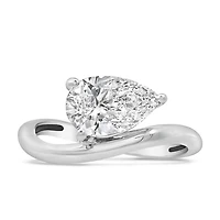 Pear East West Solitaire Engagement Ring with 2.00 Carat TW of Lab Created Diamonds in 14kt White Gold