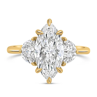 Marquise Engagement Ring with 3.20 Carat TW of Lab Created Diamonds in 14kt Yellow Gold