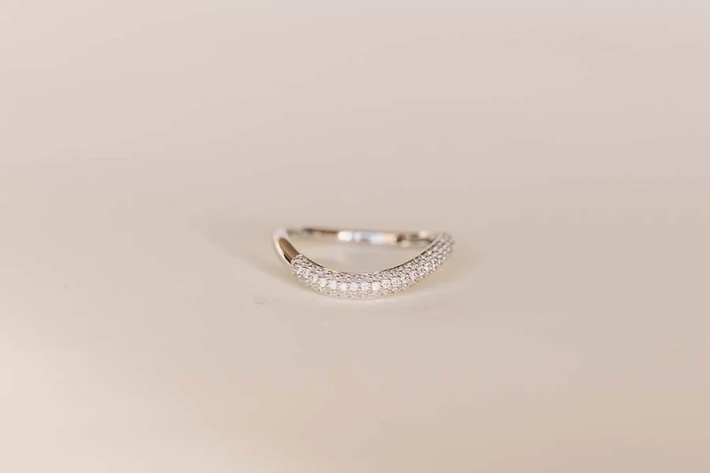 Curved Pave Wedding Band with .30 Carat TW of Lab Created Diamonds in 14kt White Gold