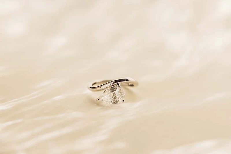 Pear East West Solitaire Engagement Ring with 2.00 Carat TW of Lab Created Diamonds in 14kt White Gold