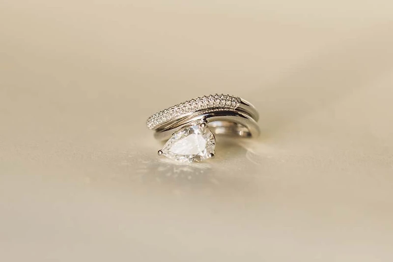 Curved Pave Wedding Band with .30 Carat TW of Lab Created Diamonds in 14kt White Gold