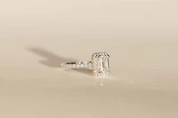 Emerald Cut Halo Engagement Ring with 2.65 Carat TW of Lab Created Diamonds in 14kt White Gold