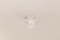 Emerald Cut Halo Engagement Ring with 2.65 Carat TW of Lab Created Diamonds in 14kt White Gold