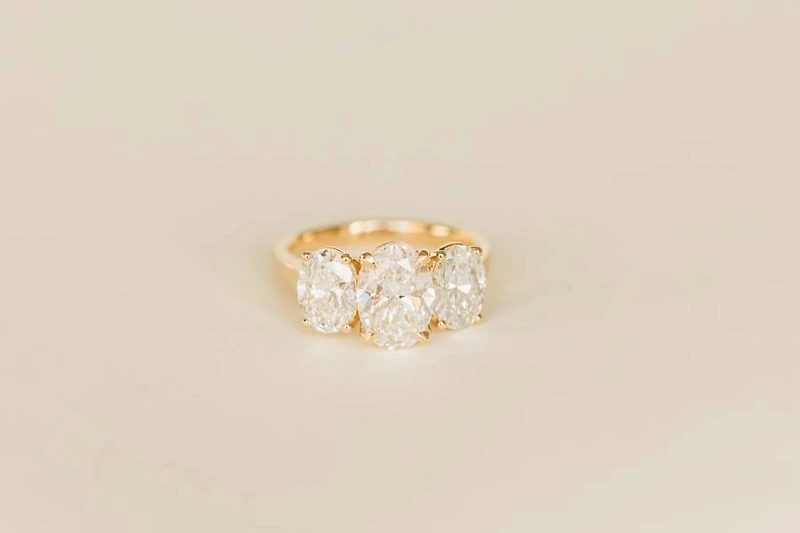 Trinity Engagement Ring with 4.00 Carat TW of Lab Created Diamonds in 14kt Yellow Gold