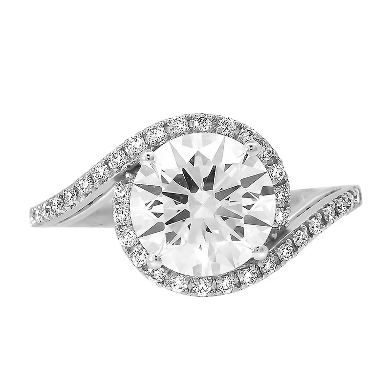 Round Halo Engagement Ring with 3.50 Carat TW of Lab Created Diamonds in 14kt White Gold