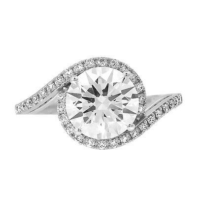 Round Halo Engagement Ring with 3.50 Carat TW of Lab Created Diamonds in 14kt White Gold