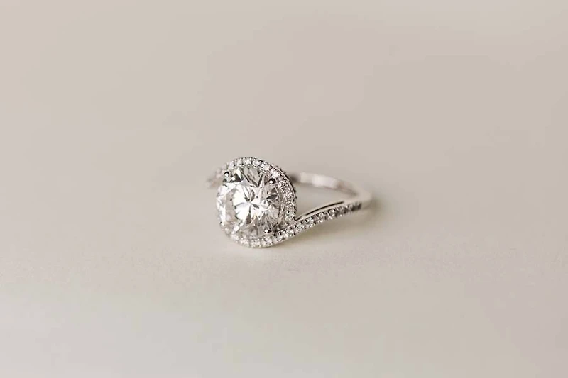 Round Halo Engagement Ring with 3.50 Carat TW of Lab Created Diamonds in 14kt White Gold