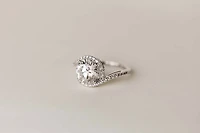 Round Halo Engagement Ring with 3.50 Carat TW of Lab Created Diamonds in 14kt White Gold