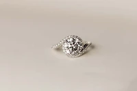 Round Halo Engagement Ring with 3.50 Carat TW of Lab Created Diamonds in 14kt White Gold