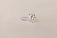 Pear Shape Engagement Ring with 3.50 Carat TW of Lab Created Diamonds in 14kt White Gold