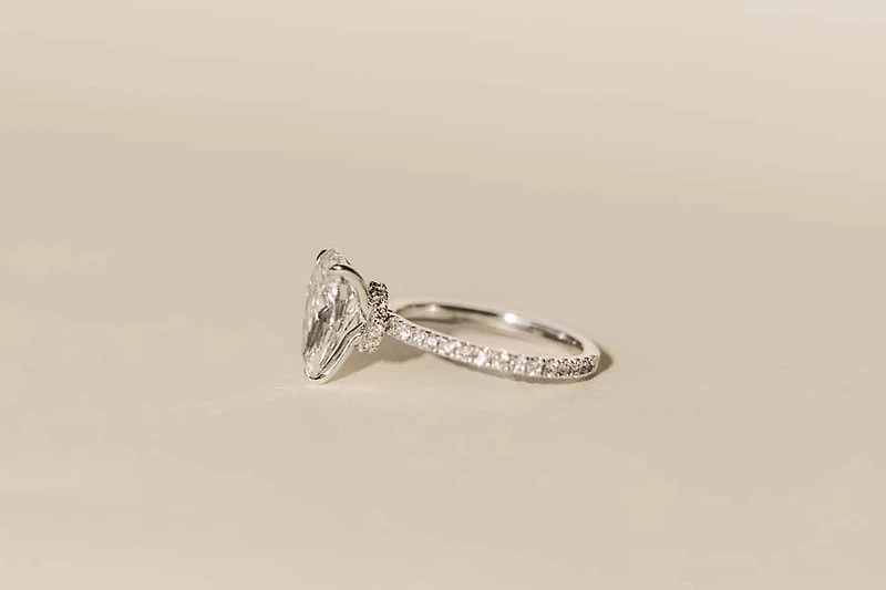 Pear Shape Engagement Ring with 3.50 Carat TW of Lab Created Diamonds in 14kt White Gold