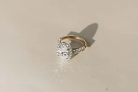 Oval Halo Engagement Ring with 4.20 Carat TW of Lab Created Diamonds in 14kt Yellow and White Gold
