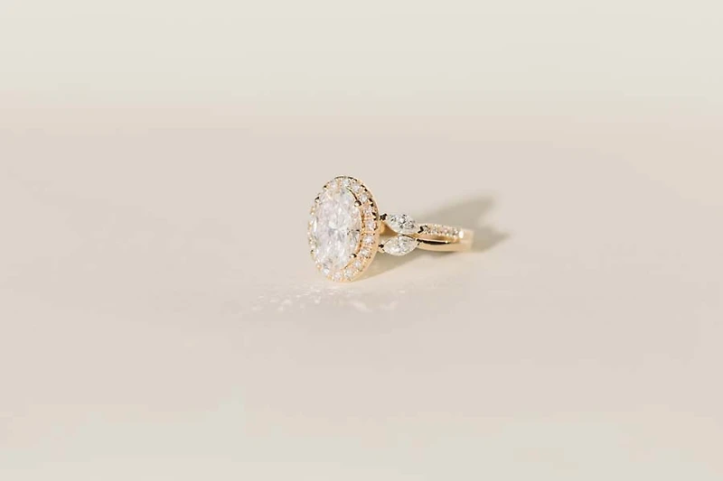 Oval Halo Engagement Ring with 3.50 Carat TW of Lab Created Diamonds in 14kt Yellow Gold
