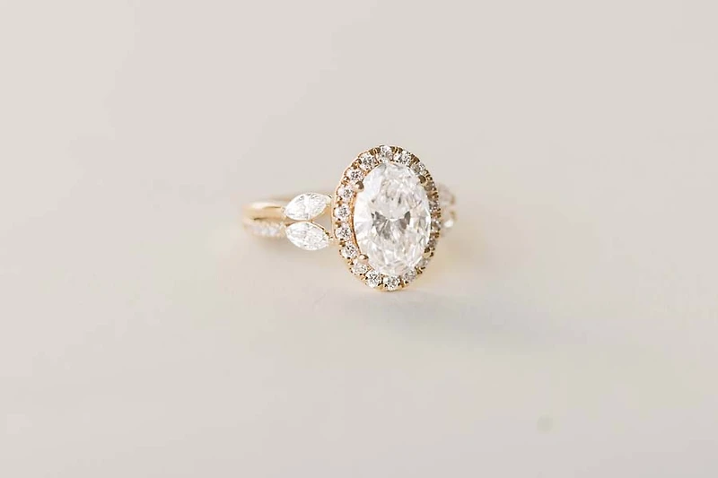 Oval Halo Engagement Ring with 3.50 Carat TW of Lab Created Diamonds in 14kt Yellow Gold