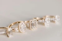 Emerald Cut Halo Engagement Ring with 3.40 Carat TW of Lab Created Diamonds in 14kt Yellow Gold