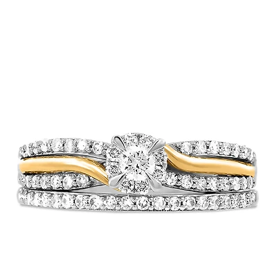 Halo Engagement Ring Set with .50 Carat TW of Diamonds in 10kt Yellow Gold