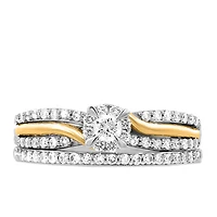 Halo Engagement Ring Set with .50 Carat TW of Diamonds in 10kt Yellow Gold