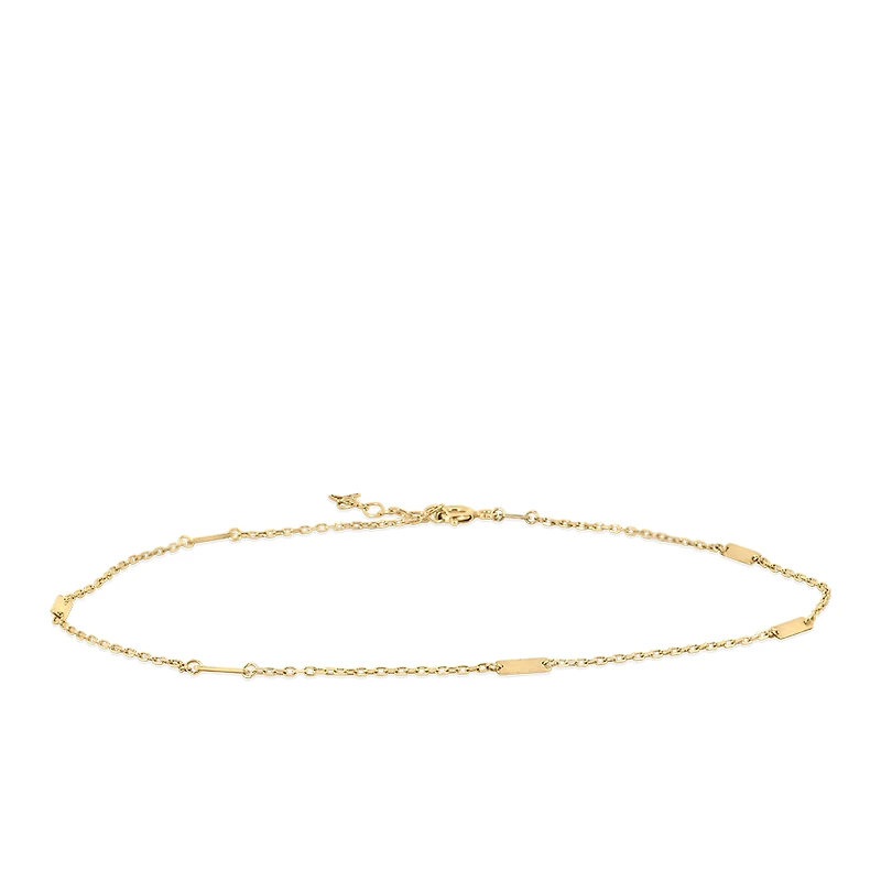 9″+1″ Station Bar Anklet in 10kt Yellow Gold