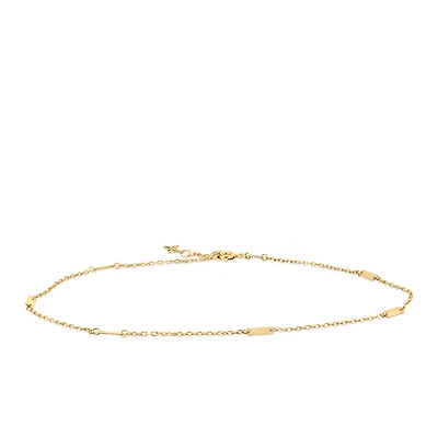 9″+1″ Station Bar Anklet in 10kt Yellow Gold