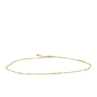 9″+1″ Station Bar Anklet in 10kt Yellow Gold