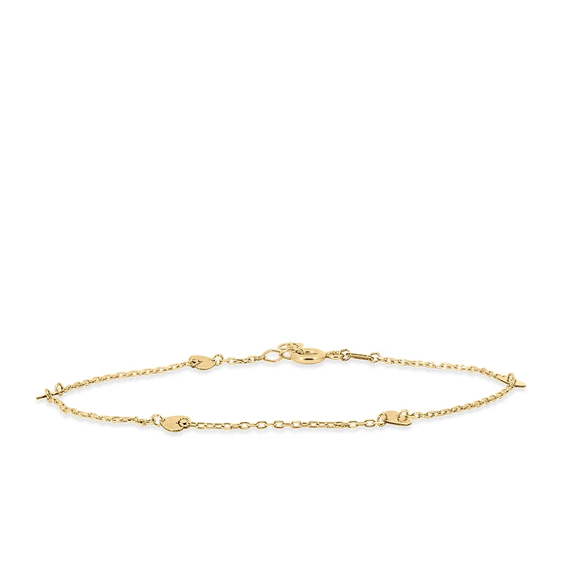 6.5″+0.75″ Station Heart Bracelet in 10kt Yellow Gold