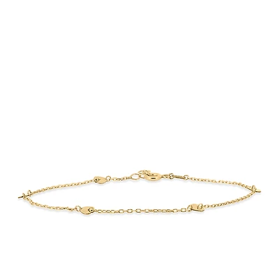 6.5″+0.75″ Station Heart Bracelet in 10kt Yellow Gold