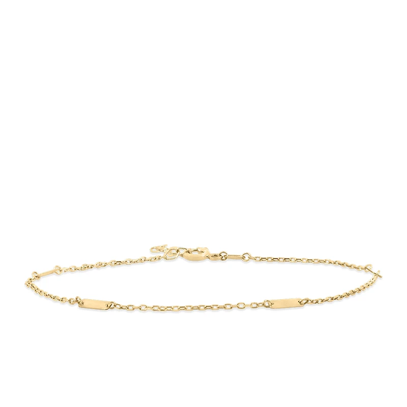 6.5″+0.75″ Station Bar Bracelet in 10kt Yellow Gold