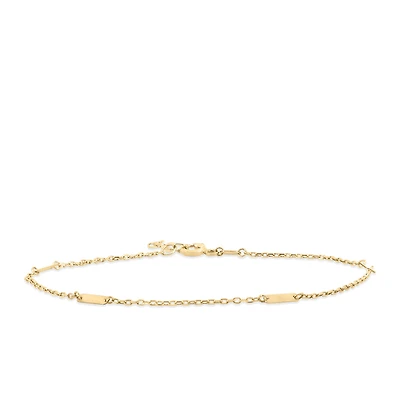 6.5″+0.75″ Station Bar Bracelet in 10kt Yellow Gold