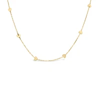 16″+2″ Station Heart Necklace in 10kt Yellow Gold