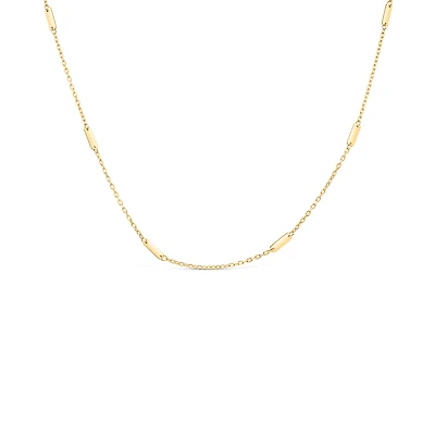 16″+2″ Station Bar Necklace in 10kt Yellow Gold
