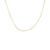 16″+2″ Station Bar Necklace in 10kt Yellow Gold