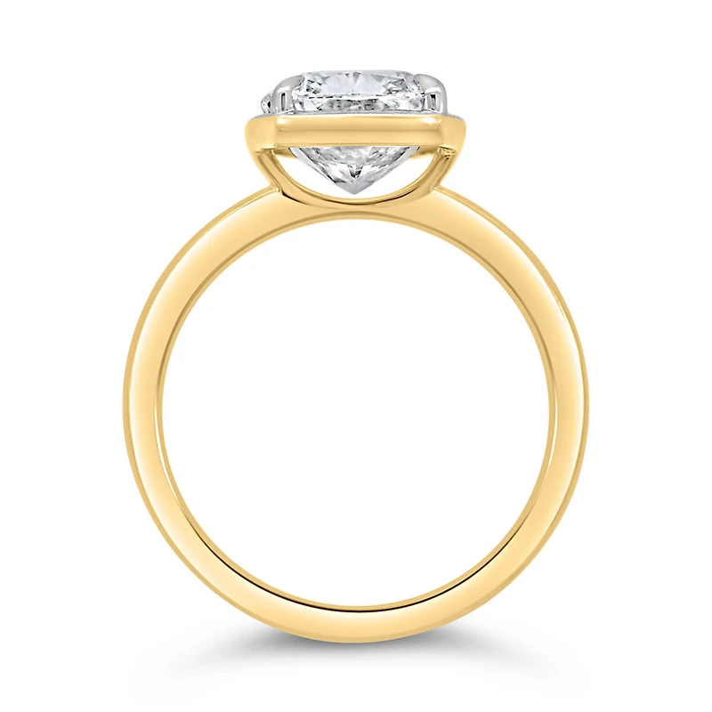 Elongated Cushion Cut Engagement Ring with 3.50 Carat Lab Created Diamond in 14kt Yellow Gold PRE-ORDER