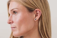Earrings with .20 Carat TW of Diamonds and Marquise Blue Sapphire in 14kt White Gold